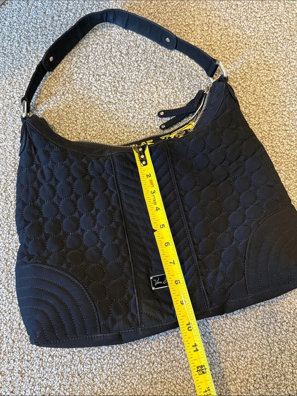 Vera Bradley Retired Baroque Inside Lining Quilted Black Shoulder Hobo Bag Purse